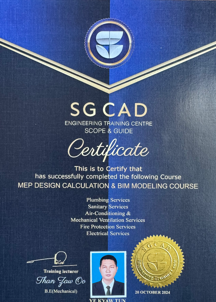 M&E Theory, Design Calculation & BIM MEP Training Certificate